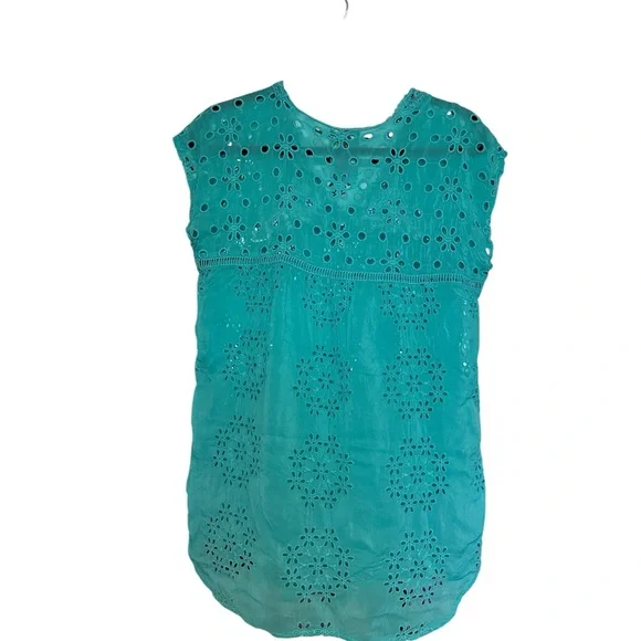 Johnny Was Turquoise Eyelet coverup/top - Picture 4 of 5